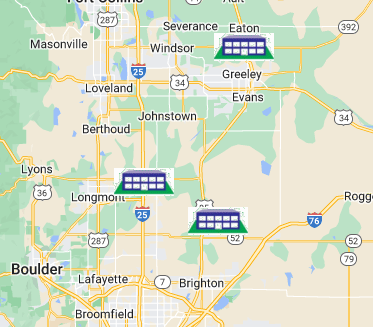 Map of Locations of Weld County Motor Vehicle Offices