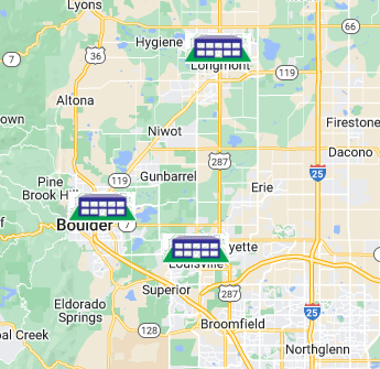 Map of Locations of Boulder County Motor Vehicle Offices